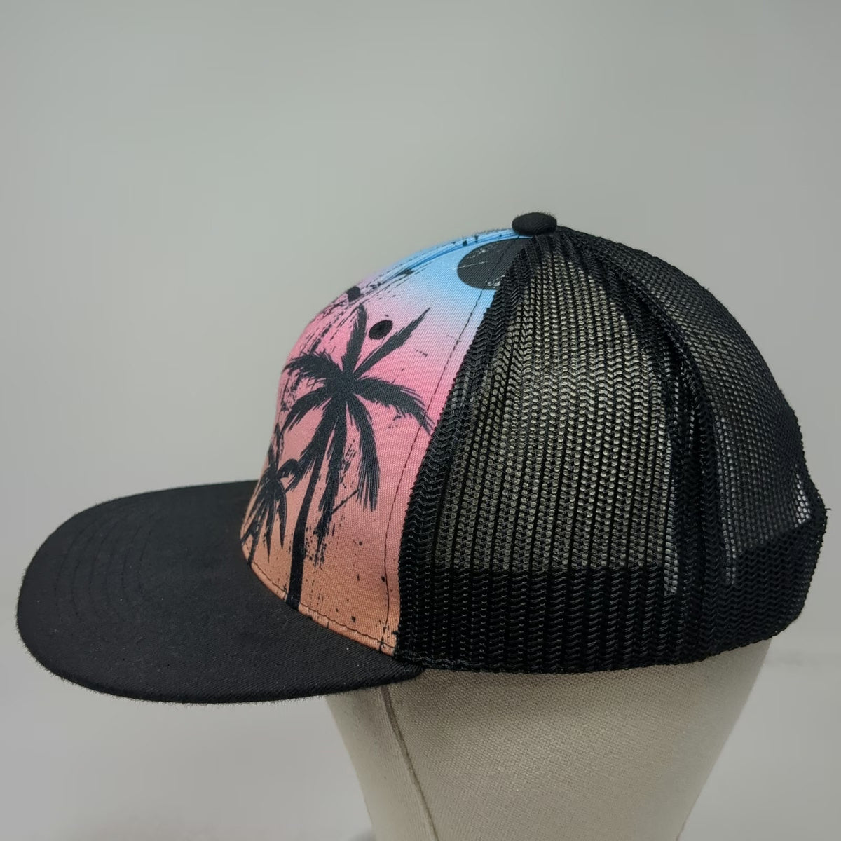 Art Class Trucker Hat Black One Size Tropical Palm Tree Sunset Mesh Snapback