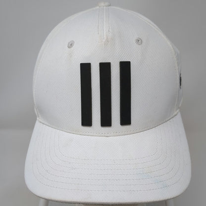 Adidas 5 Panel White One Size Hat BK Golf Logo Snapback 3 Stripes Performance