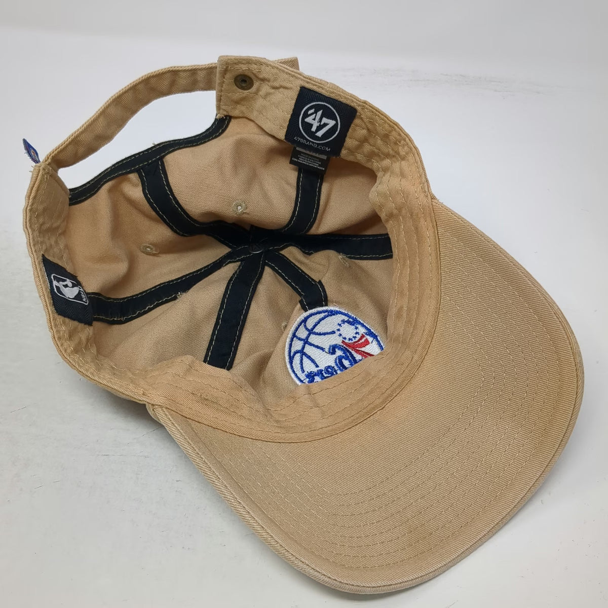'47 Philadelphia 76ers NBA Beige One Size Cap Slideback Strap Patch Logo Hat