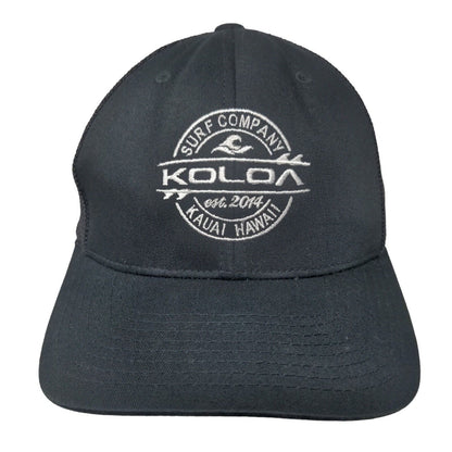 Koloa Surf Company Kauai Hawaii Fitted Trucker Hat Black One Size Mesh Flex Fit