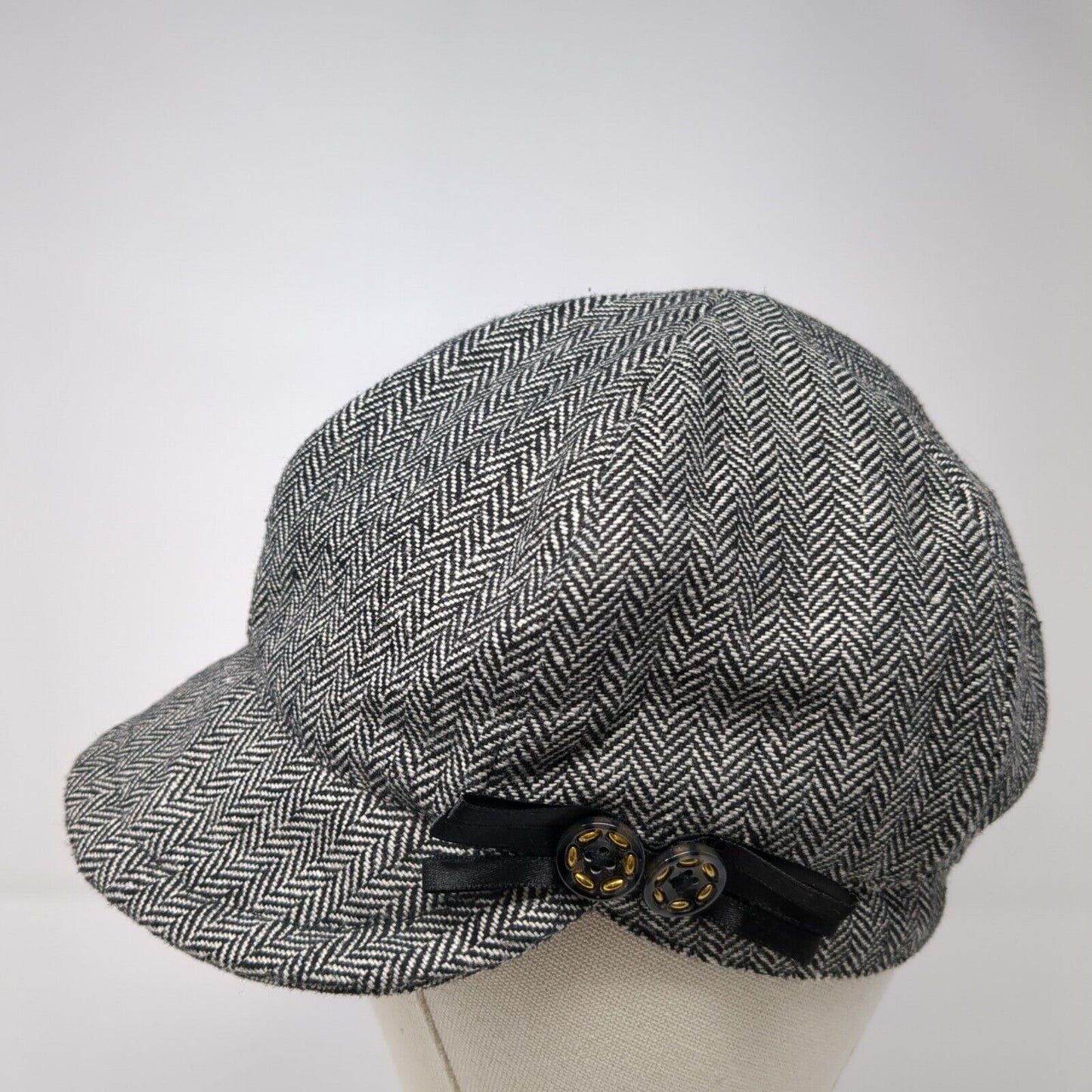 Unbranded Fitted Newsboy Cap Hat Multi One Size Herringbone Buttons