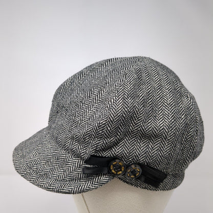 Unbranded Fitted Newsboy Cap Hat Multi One Size Herringbone Buttons