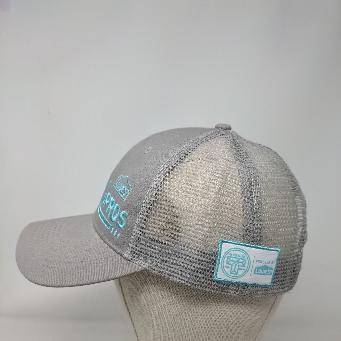 Lowe's 4 Pros Snap Back Trucker Hat Gray One Size Embroidered Mesh Back