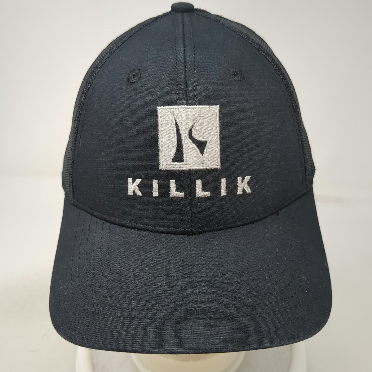 Killik Trucker Hat Black One Size Snapback Mesh Logo Square Patch Structured