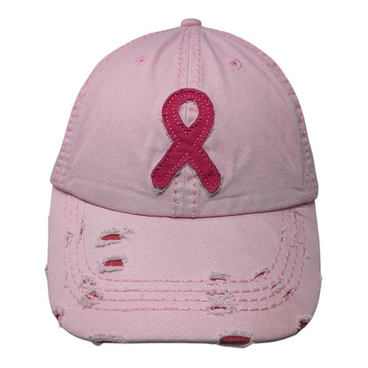 Pink Ribbon Hope Cancer Awareness Baseball Cap Pink OS Distressed Wild Wear