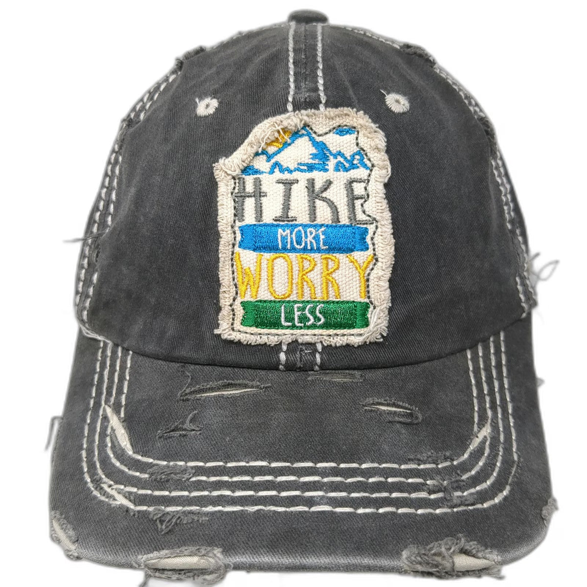 4350 District Baseball Cap Gray OSFM Hike More Worry Less Hiking Mountain Hat