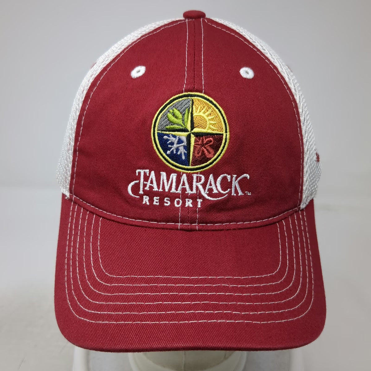 Legendary Baseball Cap Red White One Size Tamarack Resort Osprey Meadows Hat