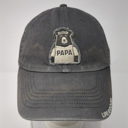 Papa Bear Slideback Hat Gray One Size Adjustable 6 Panel Life Is Good