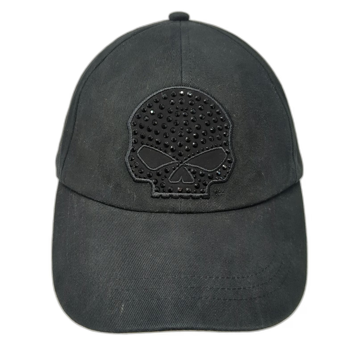 Harley-Davidson Baseball Cap Black One Size Rhinestone Skull Slideback Hat