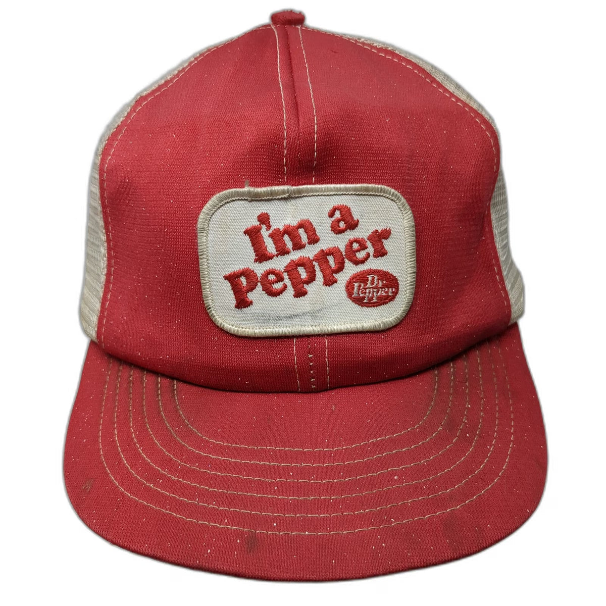 Trucker Hat Red Dr Pepper I'm a Pepper Snapback Mesh Back Advertising Vintage