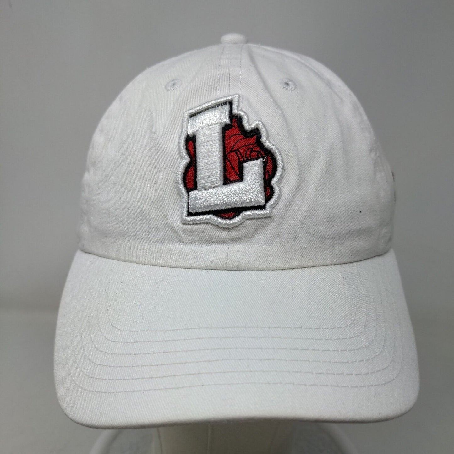 NewHattan Men's Slideback Hat White OSFA Embroidered L Rose Logo Cotton