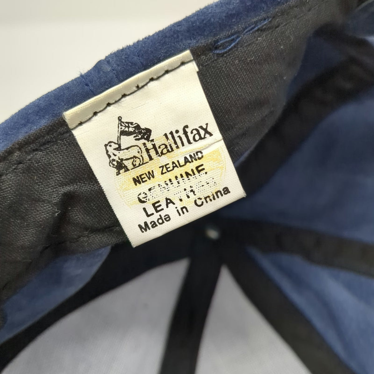 Hallifax Baseball Cap Blue Beige OSFM New Zealand Kiwi Silver Fern Leather hat