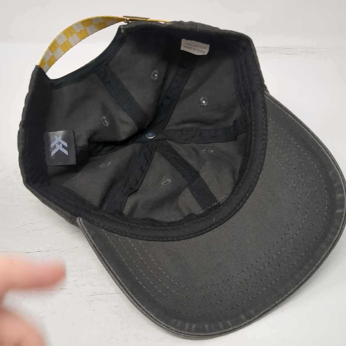Fabletics Baseball Cap Gray One Size Checkerboard Strap Adjustable Cotton Hat