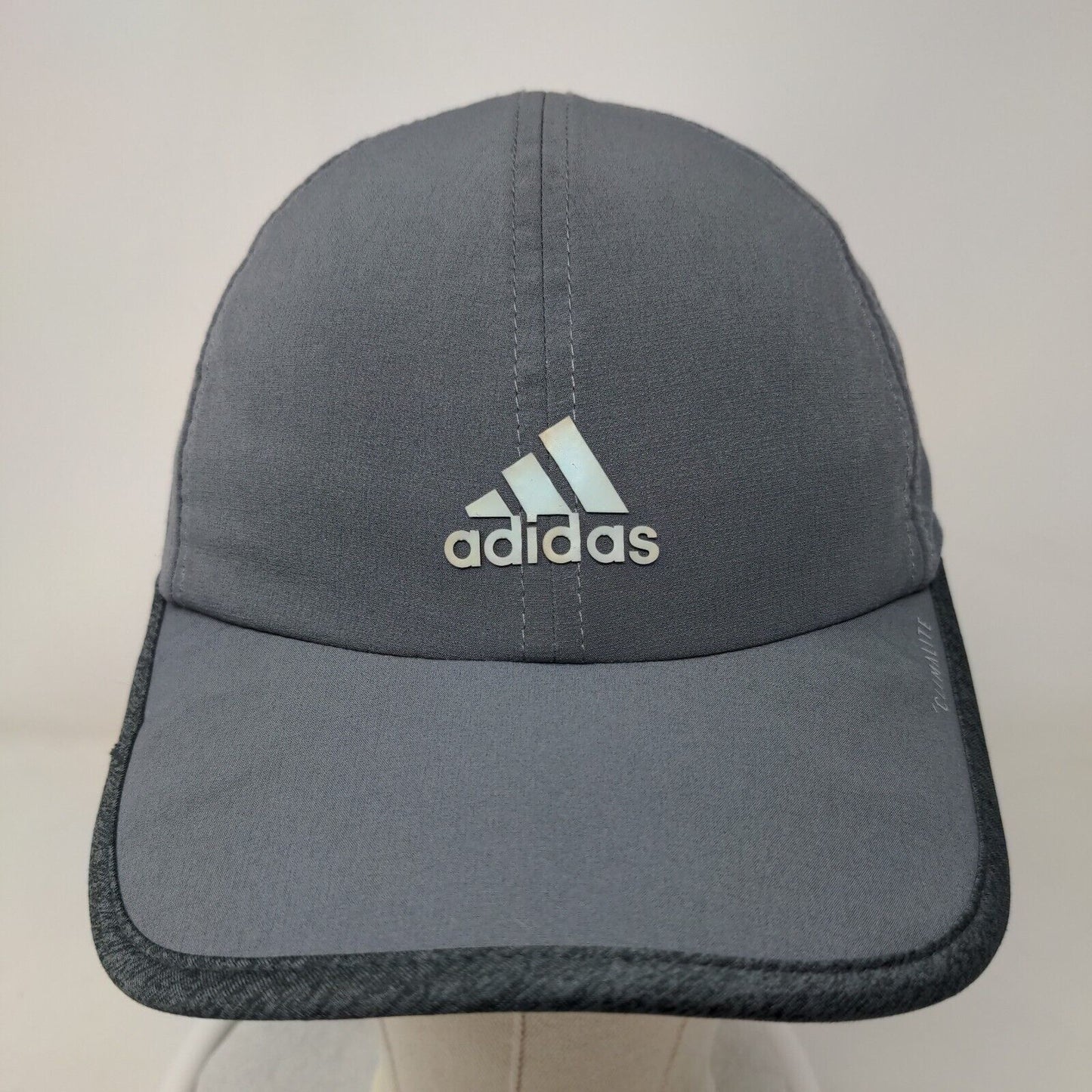 Adidas Strapback Hat Gray One Size Adjustable Breathable Vented Holes 6 Panel