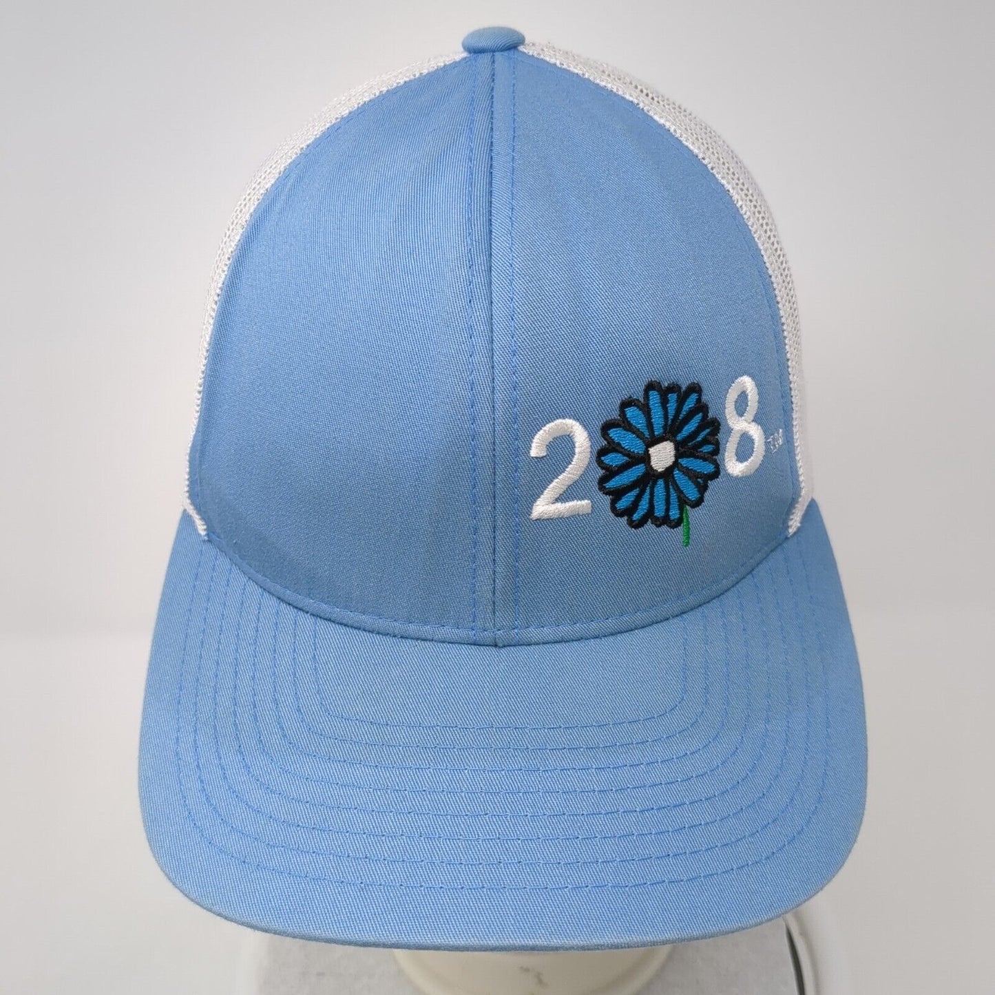 2🌼8 Snapback Trucker Hat Blue One Size Adjustable Mesh Back Pacific Headwear
