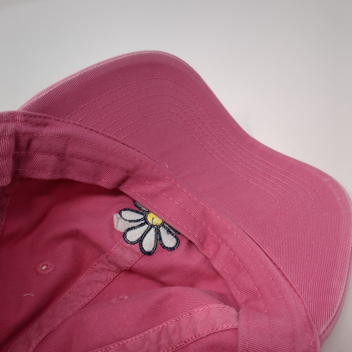 Life is Good Slideback Hat Pink One Size Adjustable Embroidered Floral Cotton