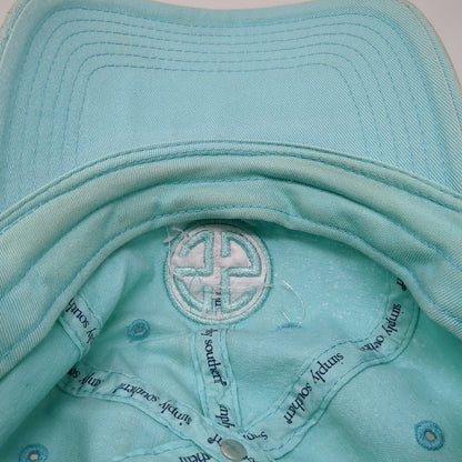 Simply Southern Baseball Cap Blue One Size Embroidered Logo Turtle Slideback Hat