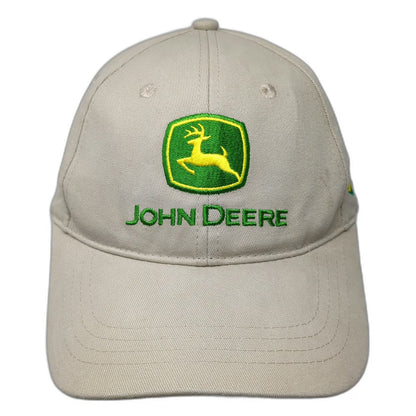 John Deere Baseball Cap Beige OSFM Stotz Equipment Side Logo Cotton Hat Slide
