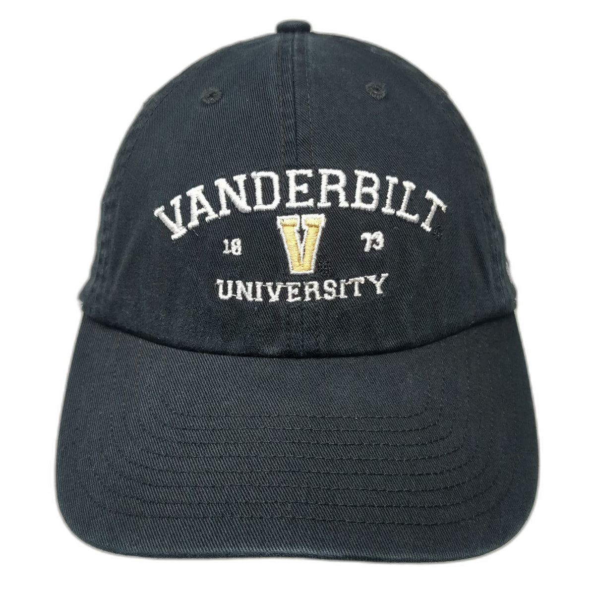 47 Vanderbilt University NCAA Black White Gold OSFM Cap Cotton Slideback Logo