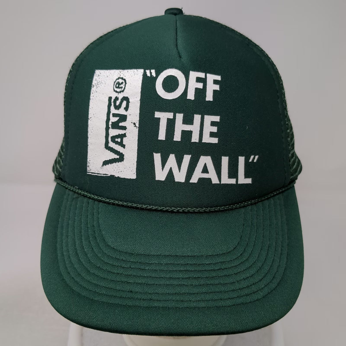 Vans Trucker Hat Green One Size Off The Wall Mesh Foam Snapback Graphic Rope