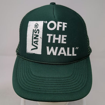 Vans Trucker Hat Green One Size Off The Wall Mesh Foam Snapback Graphic Rope