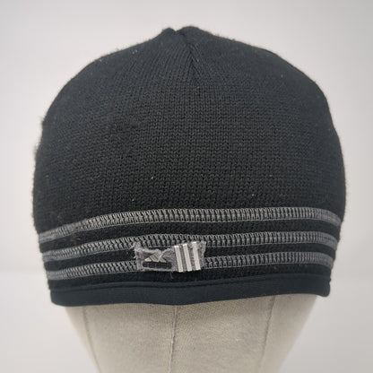 Adidas Beanie Hat Black One Size Stretch Hand Knitted Lightweight Polyester