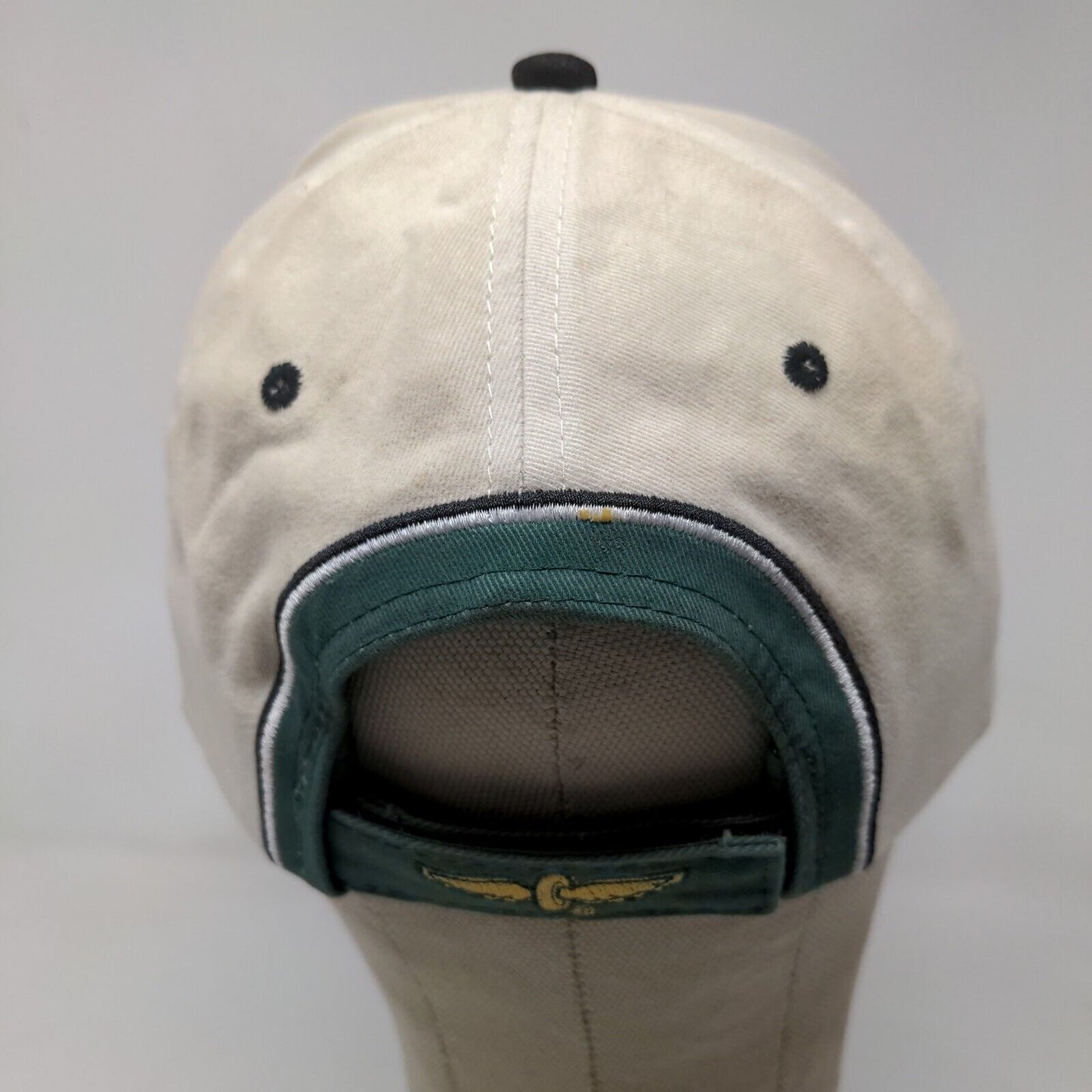Brickyard Authentics Men's Strapback Hat Tan Green Embroidered Golf Logo