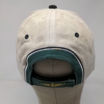 Brickyard Authentics Men's Strapback Hat Tan Green Embroidered Golf Logo