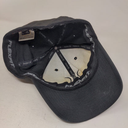 Hurley Fitted Hat Black L/XL Embroidered Vented Holes Flexfit Yupoong