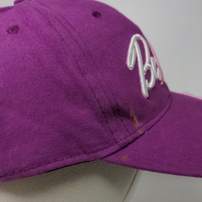 Believe Strapback Hat Purple OSFM Embroidered Pink Ribbon 6 Panel