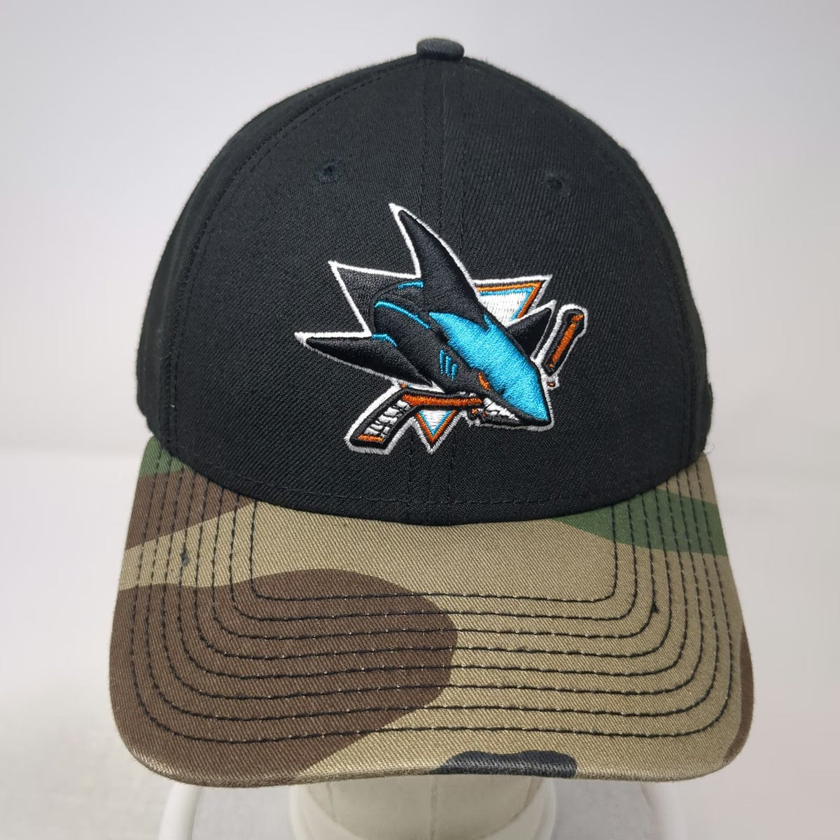 San Jose Sharks NHL New Era Cap Black Green Camo One Size Hat Strapback Logo