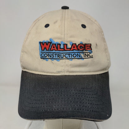 Wallace Construction Inc. Strapback Hat Tan OSFM Embroidered Colorblock