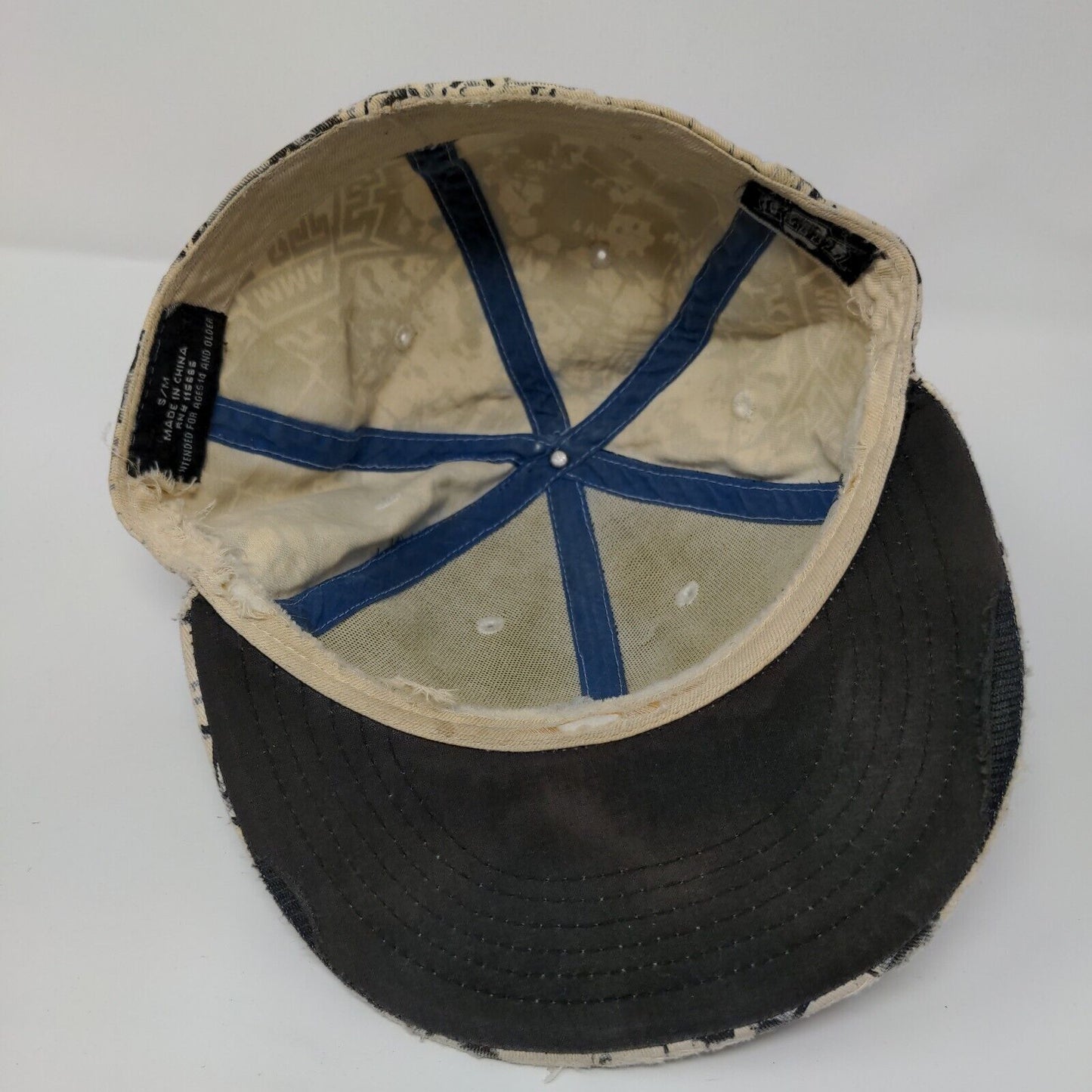 MMA Elite Fitted Hat S/M Embroidered Graphic Print Vented Holes 6 Panel