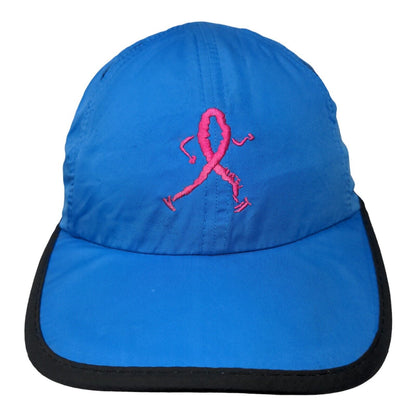 Breast Cancer Marathon Strapback Hat Blue OSFA Embroidered Pink Ribbon