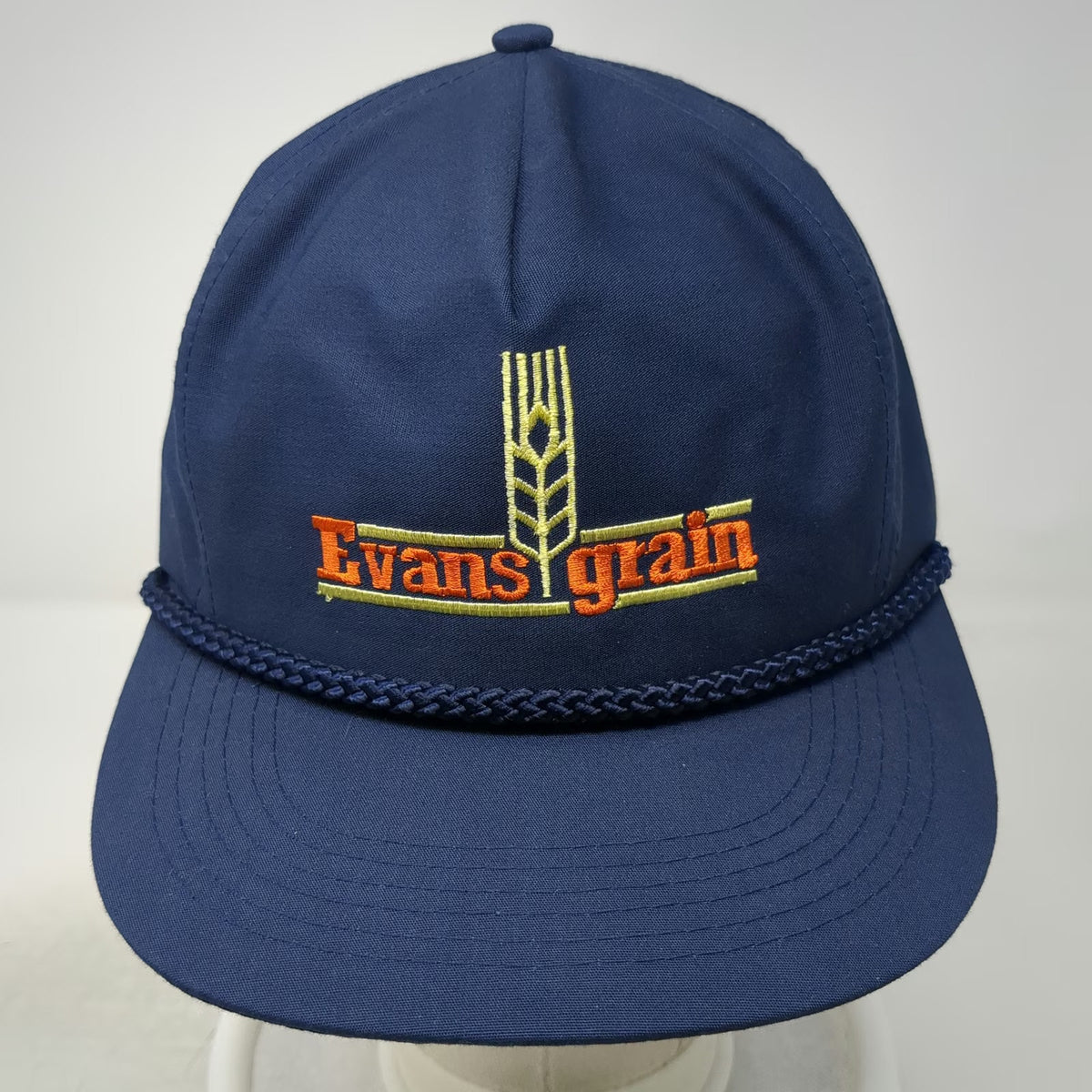 Mountaintop Marketing Trucker Blue Snapback Evans Grain Wheat Rope Hat Vintage