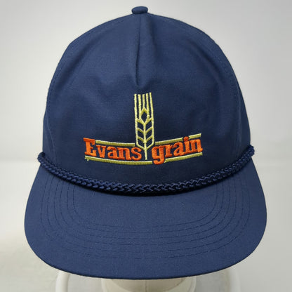 Mountaintop Marketing Trucker Blue Snapback Evans Grain Wheat Rope Hat Vintage