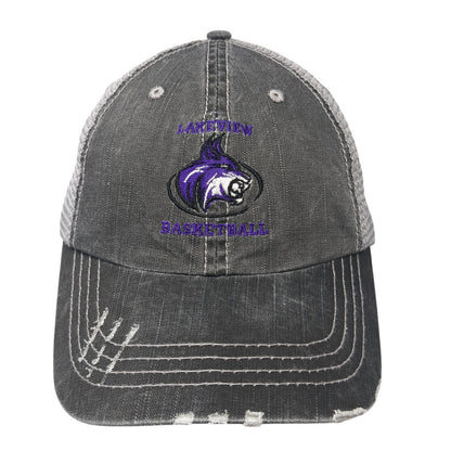 Lakeview Basketball Strapback Trucker Hat Gray One Size Mesh Back HG