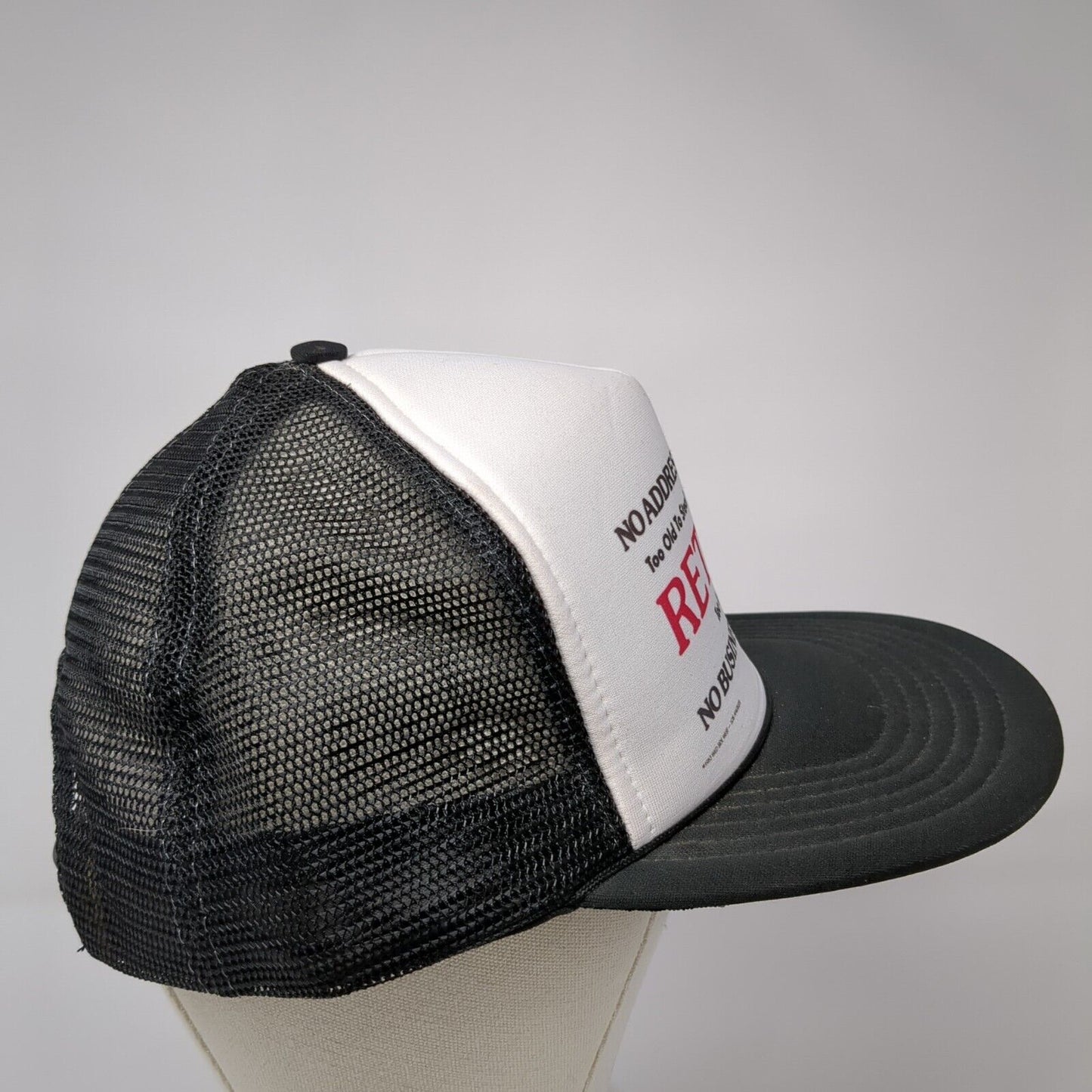 Retired Too Lazy To Work Snapback Trucker Hat Black One Size Mesh Back