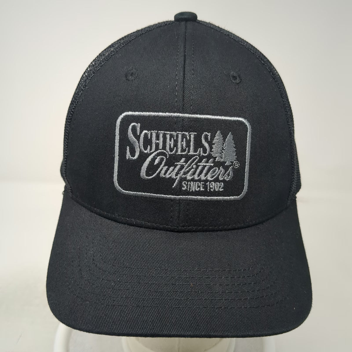 Outdoor Cap Trucker Hat Black One Size Snapback Mesh Scheels Outfitters Patch