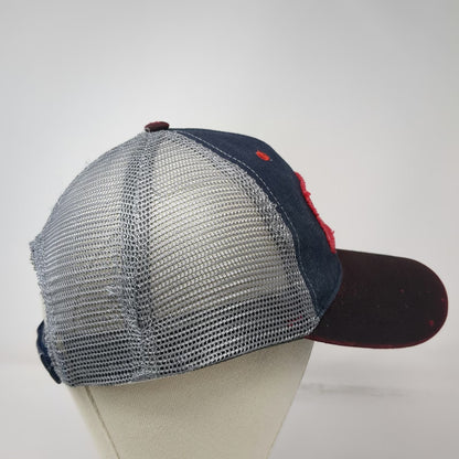 K-Products Baseball Cap Blue One Size Snap-on Distressed Patch Mesh Workwear Hat