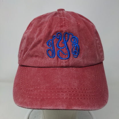 Monogram Slideback Hat Red One Size Embroidered Adjustable 6 Panel