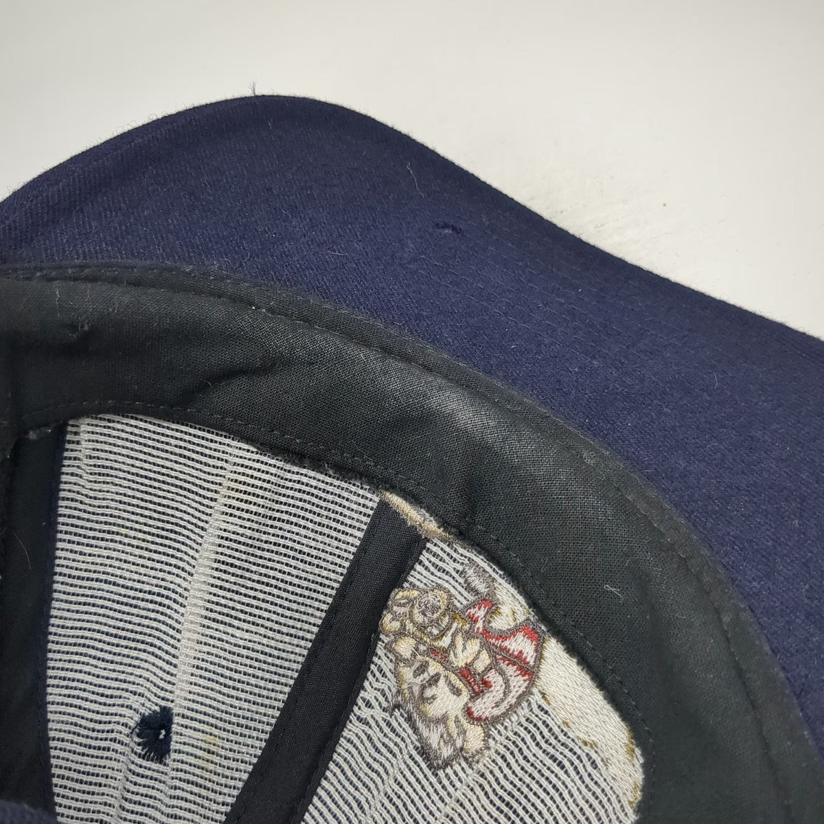 Mossimo Snapback Hat Blue OS 100% Wool Embroidered Character Baseball Vintage