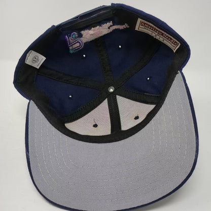 American Needle Blue Snapback Hat American Flag Pientka USA Made Vintage