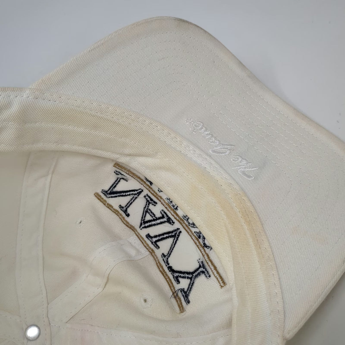 The Game Navy Sailing White One Size Slideback Cotton Logo Baseball Cap Hat