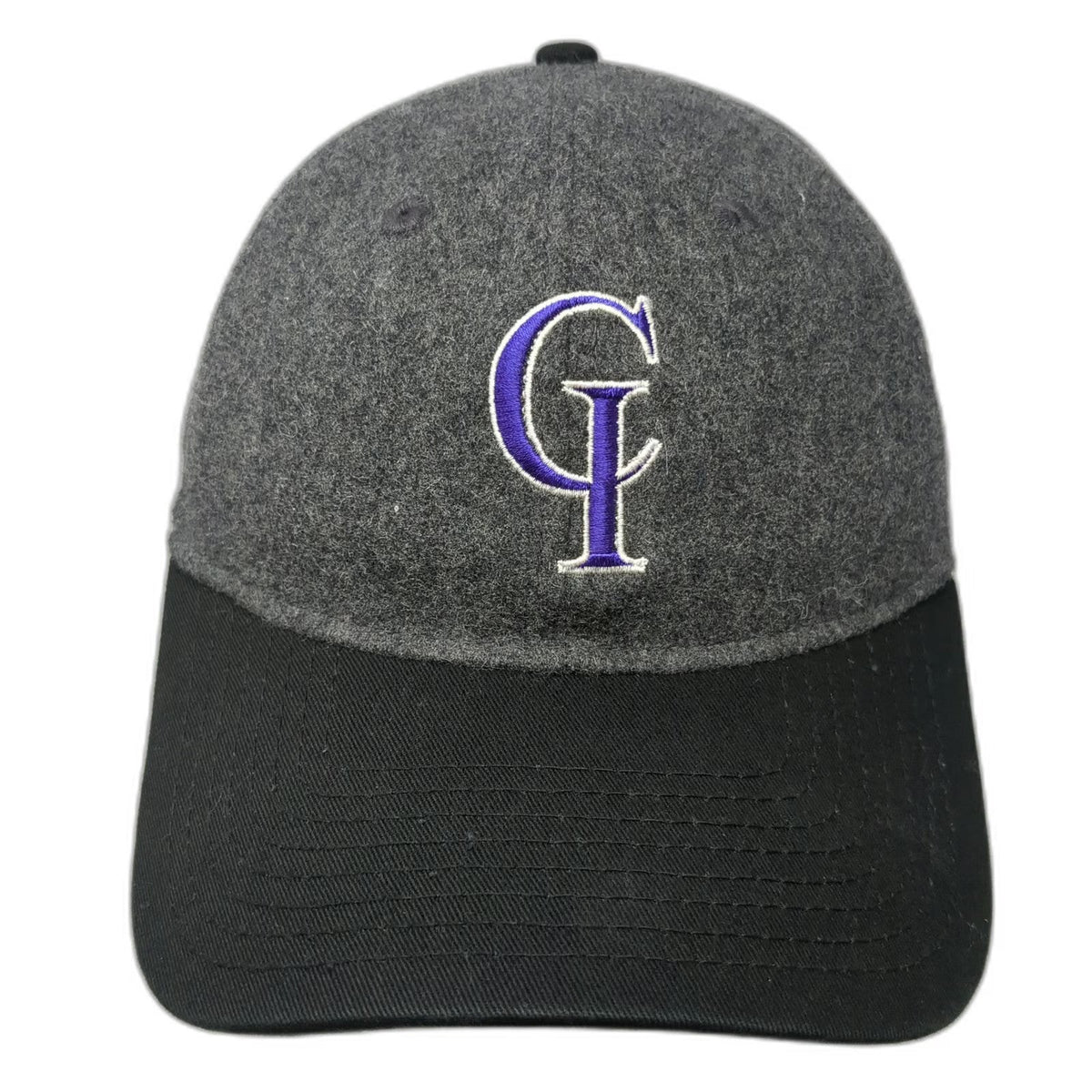 New Era Baseball Cap Gray Black One Size Wool Crown Embroidered CI Hat Slideback