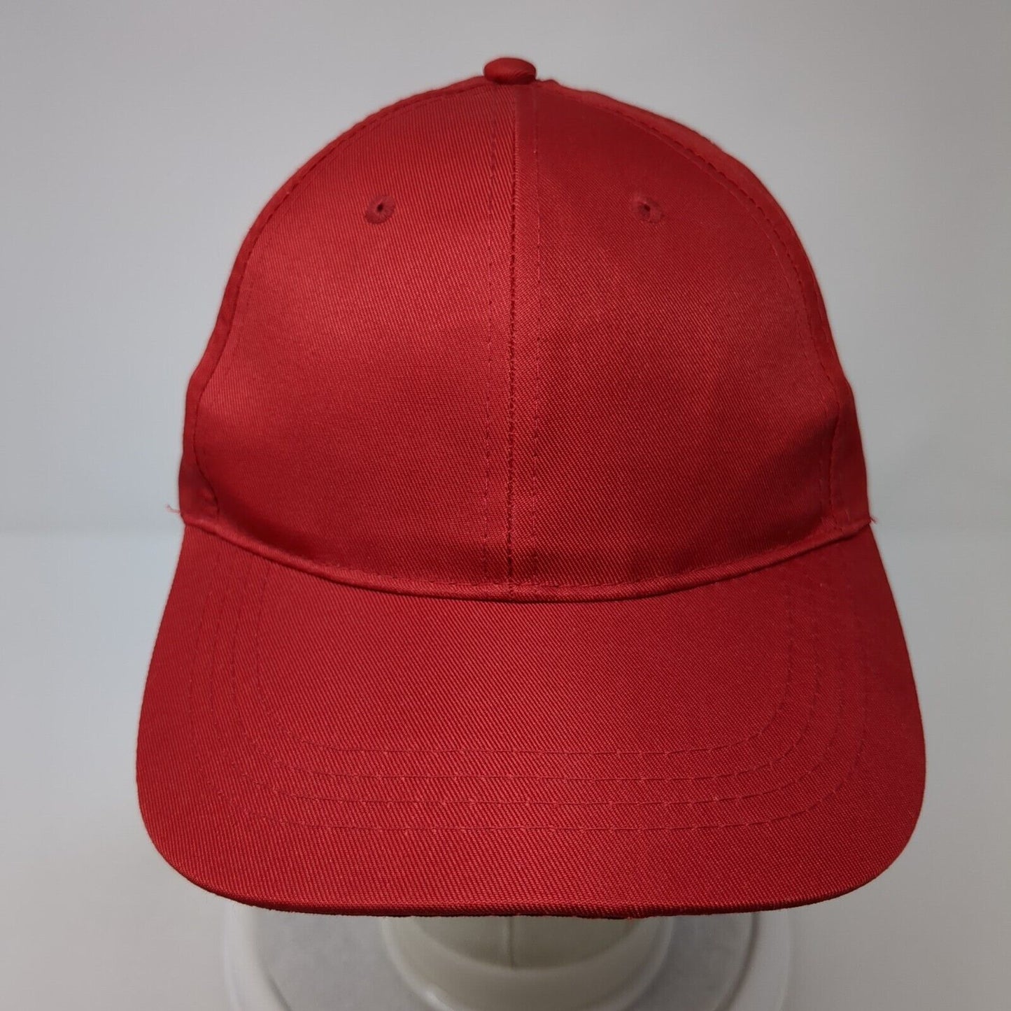 Unbranded Strapback Hat Red One Size Adjustable Vented Holes 6 Panel Blank