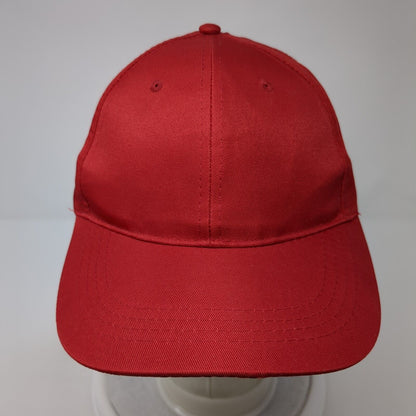 Unbranded Strapback Hat Red One Size Adjustable Vented Holes 6 Panel Blank