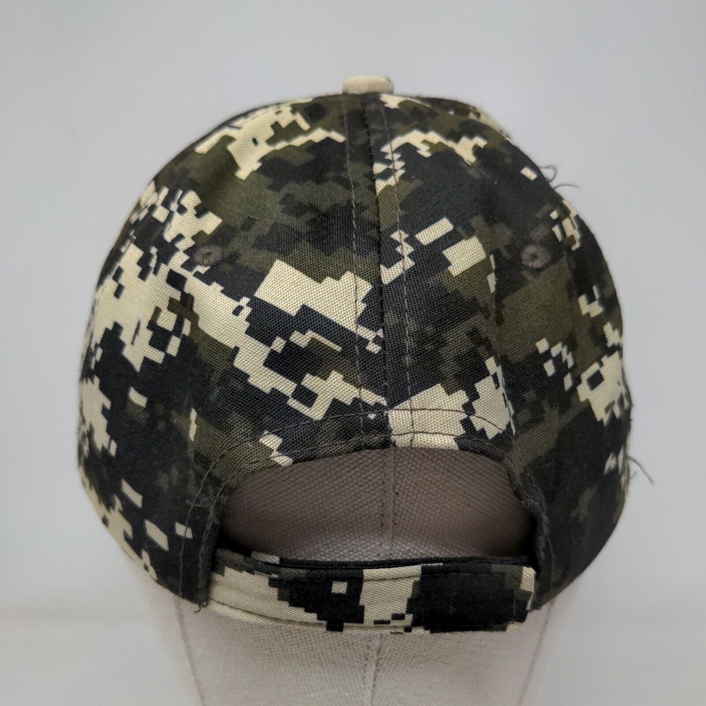 Flag Patch Strapback Hat Camo One Size Adjustable 6 Panel Vent Holes