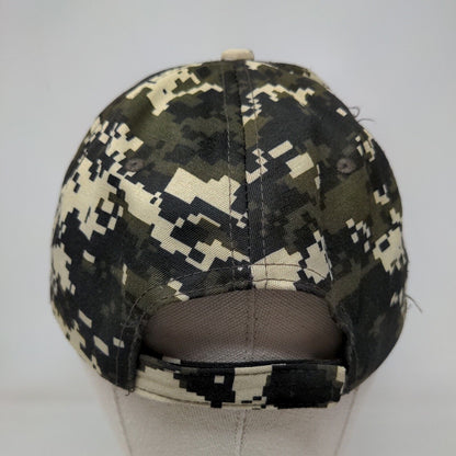 Flag Patch Strapback Hat Camo One Size Adjustable 6 Panel Vent Holes