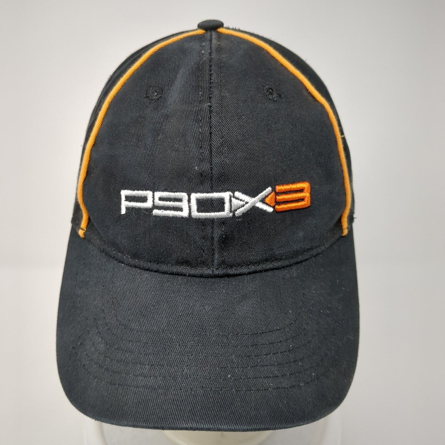 P90X3 Strapback Hat Black One Size Adjustable Embroidered 6 Panel Cotton